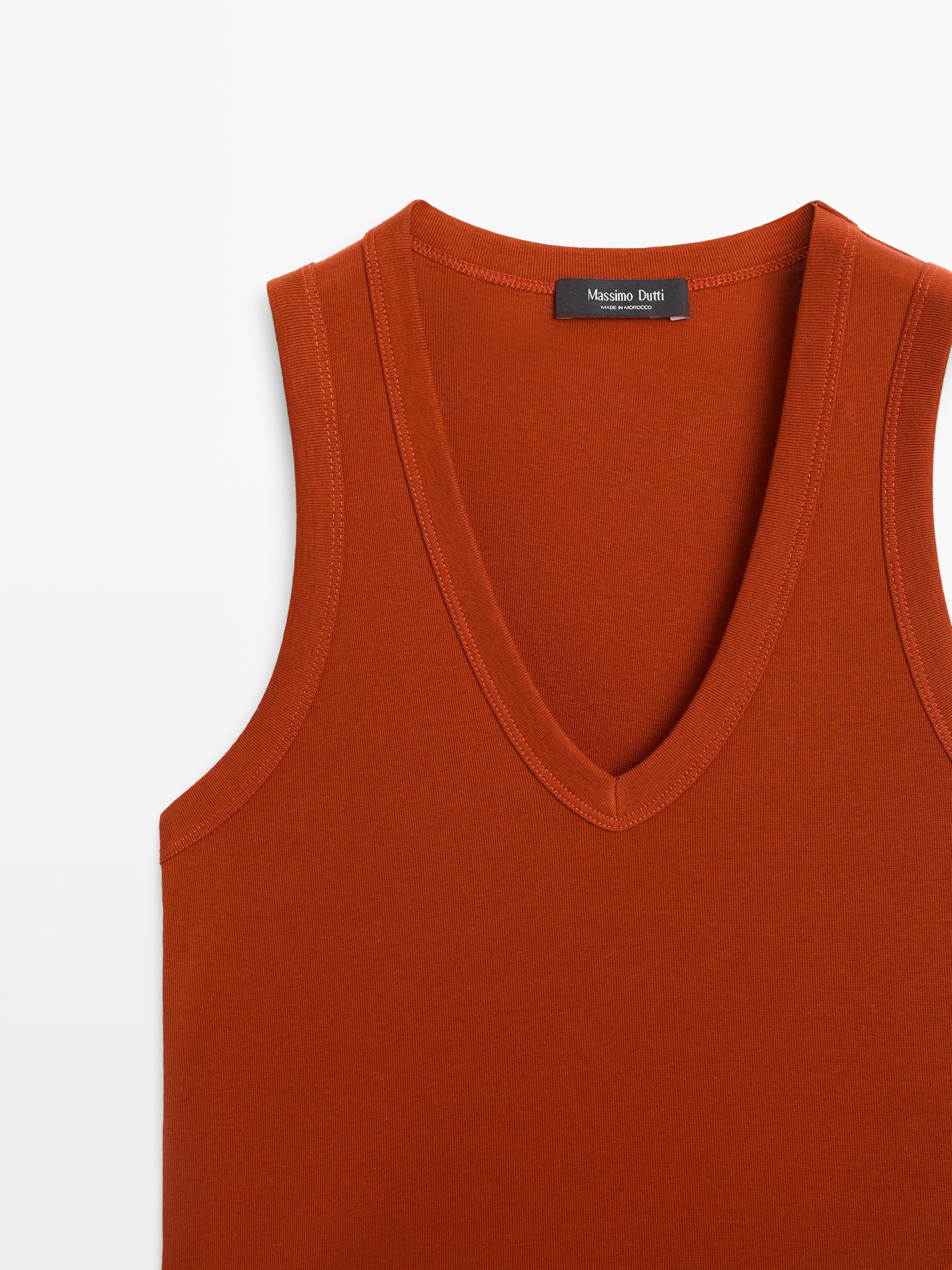 100% cotton strappy V-neck T-shirt